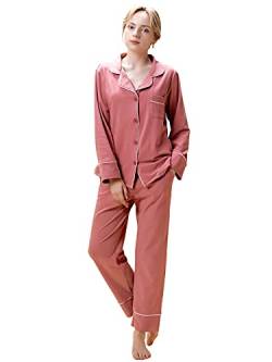 Adigaber Damen Schlafanzug Set Winter Pyjama Lang Nachtwäsche Warm Langarm Sleepshirt mit Pyjamahose Sleepwear Winter Herbst von Adigaber