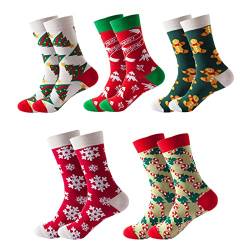 Adigaber Damen Unisex Weihnachtssocken Festlicher Neuheit Bunt Baumwolle Socken mit Weihnachtsmotiv von Adigaber