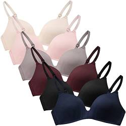 Adigau BHS für Mädchen Teenager Bra 6er Baumwolle Bralette Ohne Bügel Unterwäsche für Kinder Mädchen Sport-BH mit Verstellbarem Schultergurt B1 36 von Adigau