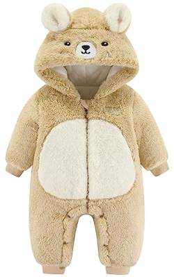 Adigau Baby Winter Schneeanzug Jungen Mädchen Fleeceoverall Strampler mit Kapuze Strampler Einteilige Lange Ärmel Hoodie Overall Säuglings Herbst Winter Body C1 12-18 Monate von Adigau