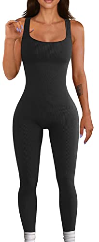 Adigau Damen Yoga Romper Jumpsuits Anzug Gerippte Sportswear Set Sport, Fahrrad Laufen Fitness Atmungsaktiv Eng Langarm Kurzarm Armlos von Adigau