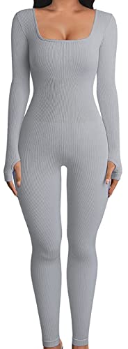 Adigau Damen Yoga Romper Jumpsuits Anzug Gerippte Sportswear Set Sport, Fahrrad Laufen Fitness Atmungsaktiv Eng Langarm Kurzarm Armlos von Adigau