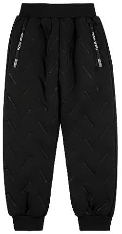 Adigau Kinder Fleecehose Skihose Warm Gefüttert Thermohose Winter Wasserdicht Winddicht Schneehose Jungen Mädchen Wanderhose Schwarz 10-11 Jahre von Adigau