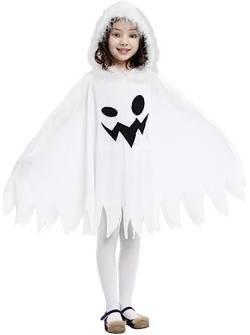 Adigau Kinder Halloween Geist Umhang Gespenst Weiß Geister Kostüm für Jungen Mädchen für Cosplay Karneval Fasching B1 3-4 Jahre alt von Adigau