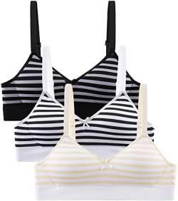 Adigau Mädchen BH 3er-Pack Ohne Bügel Trainings Bra Trägertop Teenager Bra Sport-BH mit Verstellbarem Schultergurt A1 80A von Adigau