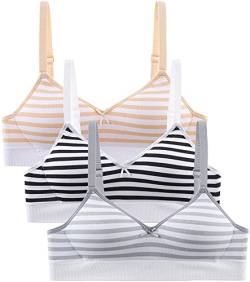 Adigau Mädchen BH 3er-Pack Ohne Bügel Trainings Bra Trägertop Teenager Bra Sport-BH mit Verstellbarem Schultergurt A2 70A von Adigau