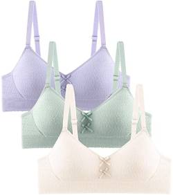 Adigau Mädchen BH 3er-Pack Ohne Bügel Trainings Bra Trägertop Teenager Bra Sport-BH mit Verstellbarem Schultergurt B2 85A von Adigau