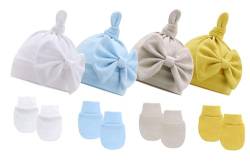 Adigau Newborn Baby Set Handschuhe Mütze Neugeborene Babymütze Beanie Hut Kratzfäustlinge Baby Jungen Mädchen 0-6 Monate B2 von Adigau