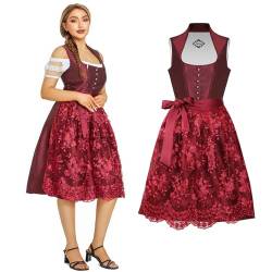 Adisno Oktoberfest Kostüm Drindl Bayerisch Trachtenrock Damen Oktoberfest Biermädchen Kostüm (DE/NL/SE/PL, Numerisch, 40, Regular, Regular, Rosa) von Adisno