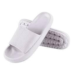 Adisputent Unisex Badelatschen Badeschuhe Herren Damen Badeschlappen Cloudyzz Schlappen Wolke Hausschuhe EVA Weiche Sohle Slide Gummi Home Slippers rutschfeste Pantoletten Sommer Weiß 42-43 von Adisputent