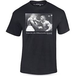 Iron Mike Tyson Quote Punched in The Mouth Black T-Shirt Boxing Black L von Admit