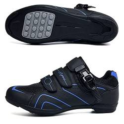 Adoff Fahrradschuhe Herren Damen MTB Schuhe SPD Mountainbike Schuhe mit Schnalle Mountainbikeschuhe Rennradschuhe (38,schwarz blau 2) von Adoff