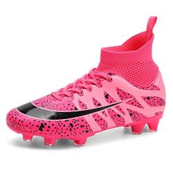 Adoff Herren Fußballschuhe Jugend High Top Spikes Spikes Professionelle Jugend Erwachsene Fußballschuhe Trainingsschuhe Unisex Outdoor Sport Fußball Turnschuhe EU31-48 (35,rosa T) von Adoff