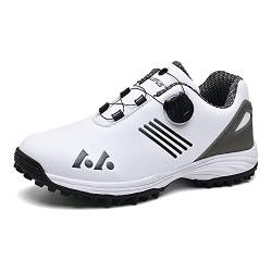 Adoff Herren Golfschuhe sind wasserdicht, Abriebfest und rutschfest Golfschuhe Herren Drehschnalle (weiß schwarz,40) von Adoff