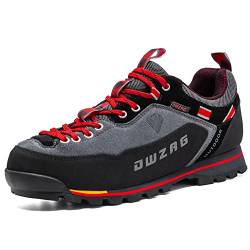 Adoff Herren Mountain Trainer Trekking-& Wanderstiefel Kletterschuhe rutschfest und verschleißfest (40,grau rot) von Adoff