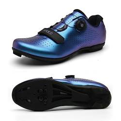 Fahrradschuhe für Männer und Frauen Mountainbike Schuhe SPD Schnalle Mountainbike Schuhe Rennrad Schuhe Entsperren Schuhe (37,fluoreszierend blau) von Adoff