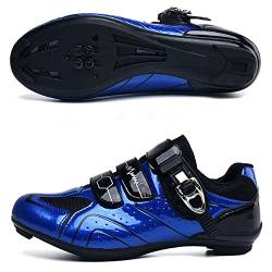 Fahrradschuhe für Männer und Frauen Mountainbike Schuhe SPD Schnalle Mountainbike Schuhe Rennrad Schuhe Entsperren Schuhe (44,blau G) von Adoff