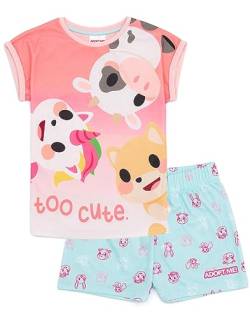 Adopt Me! Mädchen Pink Pyjama-Set | Niedliche Tierdruck-Pyjamas, weiche Kurzarm-Kurzbein-Schlafbekleidung | Ideal für kleine Mädchen, die stilvolle und Bequeme Schlafbekleidung lieben von Adopt Me!