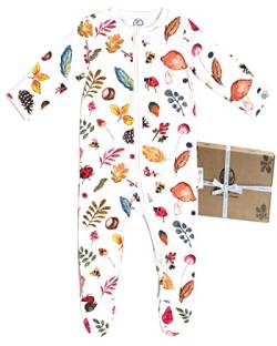 AdoraCub Bio-Baby-Schlafanzug mit Reißverschluss – bis zu 18 Monate Größe, schöne Unisex-Strampler mit umklappbaren Fußmanschetten, 2-Wege-Reißverschluss – Babykleidung sanft für Hauterkrankung von AdoraCub