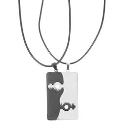 Adorainbow 1 Paar Halskette Für Paare Rätsel Liebhaber Rostfreier Stahl Schild Polyester von Adorainbow