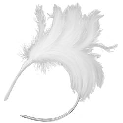 Adorainbow Stirnbänder Für Damen Feder-Stirnband Fascinator-Stirnband Performance-Haarband Maskerade Teeparty Kopfschmuck Kopfbedeckung Kopfschmuck Weiß Weißes Stirnband von Adorainbow