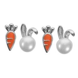 Adorainbow Weihnachtsgeschenke 2 Paar Kaninchen Rettich Ohr stecker Gastgeschenke für Ostern Ohrstecker aus Perlen Perlen Weihnachtssto Kaninchen-Ohrringe Mädchen Ohrringe Karotte von Adorainbow