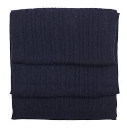 Schal aus feinem Kaschmir und Merinowolle, Zopfmuster-Design, leicht, weich, warm und Stilvoll, für Damen und Herren Gr. Einheitsgröße, marineblau von Adorawool