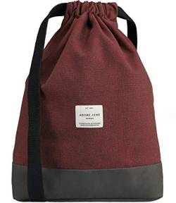 Adore June Daypack Bob Moderner Rucksack Turnbeutel Gymsack für Sport, Reisen und City, Gefütterter Damen & Herren Sportbeutel mit Innentasche und Reißverschluß-Sicherheitstasche von Adore June