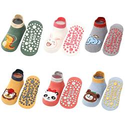 Adorel Baby ABS Socken Baumwolle Antirutsch Stoppersocken Knöchelsocken 6er-Pack Tier Fantasie 3-12 Monate (Herstellergröße S) von Adorel