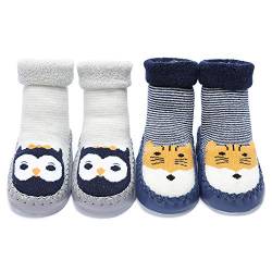 Adorel Baby Hüttenschuhe Antirutsch Gefüttert ABS Socken Stoppersocken 2 Paar Hamster Eule 22-23 EU (Herstellergröße 14) von Adorel