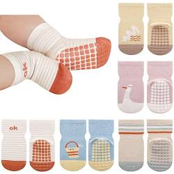 Adorel Baby Stoppersocken Baumwolle Rutschfest Antirutsch ABS Socken 5er-Pack Mehrfarbig 1-3 Jahre (Herstellergröße M) von Adorel