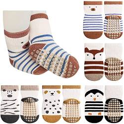 Adorel Baby Stoppersocken Baumwolle Rutschfest Antirutsch ABS Socken 5er-Pack Süße Tiere 1-3 Jahre (Herstellergröße M) von Adorel