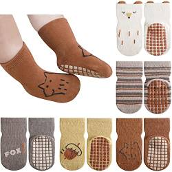 Adorel Baby Stoppersocken Baumwolle Rutschfest Antirutsch ABS Socken 5er-Pack Tier Fantasie 3-12 Monate (Herstellergröße S) von Adorel