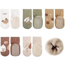Adorel Baby Stoppersocken Gefüttert Baumwolle Winter ABS Socken 5er-Pack Natur 1-3 Jahre (Herstellergröße M) von Adorel