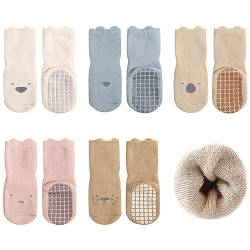 Adorel Baby Stoppersocken Gefüttert Baumwolle Winter ABS Socken 5er-Pack Süße Tiere 1-3 Jahre (Herstellergröße M) von Adorel
