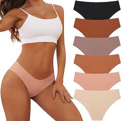 Adorel Damen Nahtlose Slips Unsichtbar Unterwäsche Hipster Panties 6er-Pack Schwarz und Hautfarbe S von Adorel