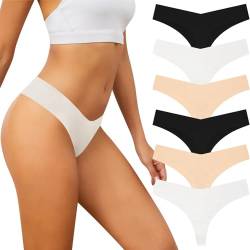 Adorel Damen Nahtlose Tangas Unsichtbar Slips Panties Unterwäsche 6er-Pack Schwarz Weiß Hautfarbe S von Adorel