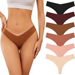 Adorel Damen Nahtlose Tangas Unsichtbar Slips Panties Unterwäsche 6er-Pack Schwarz und Hautfarbe S von Adorel