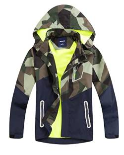 Adorel Jungen Regenjacke Wasserabweisend mit Futter Armeegrün 140 EU (Herstellergröße 140) von Adorel