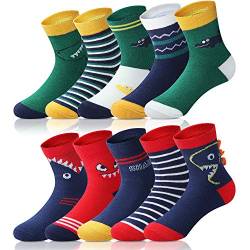 Adorel Jungen Socken Baumwolle Kindersocken Babysocken Strümpfe 10er-Pack Krokodil und Hai 31-34 (Herstellergr. XL) von Adorel