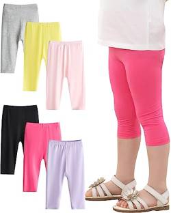 Adorel Mädchen Capri Leggings Sommer Kurz 3/4 Hosen Radlerhosen Shorts 6er-Pack Mehrfarbig 116-122 (Herstellergröße 120) von Adorel