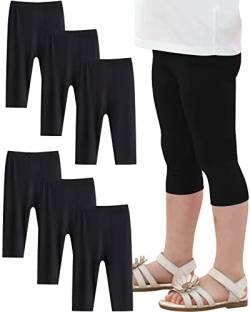 Adorel Mädchen Capri Leggings Sommer Kurz 3/4 Hosen Radlerhosen Shorts 6er-Pack Schwarz 110 (Herstellergröße 110) von Adorel