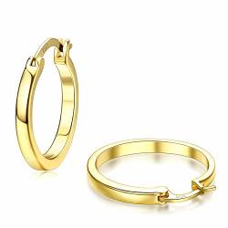 ADRAMATA Silber Creolen für Damen Herren 14K Vergoldete Huggie Creolen Ohrring Hypoallergene Creolen für Damen Gold-20MM von Adramata