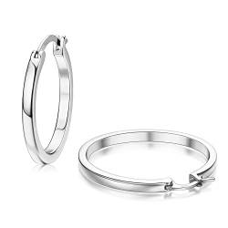 ADRAMATA Silber Creolen für Damen Herren 14K Vergoldete Huggie Creolen Ohrring Hypoallergene Creolen für Damen Silber-30MM von Adramata