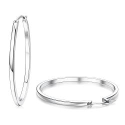 ADRAMATA Silber Creolen für Damen Herren 14K Vergoldete Huggie Creolen Ohrring Hypoallergene Creolen für Damen Silber-60MM von Adramata