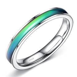 Adramata 925 Silber Ringe für Damen Herren Farbwechsel Stimmungsringe 3/4MM Eheringe Versprechensringe für Paare Mood Ring Frauen Statement Ring Silber Stimmungsring Verlobungsring Damen,3-11 von Adramata