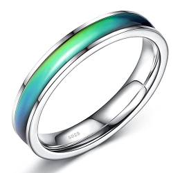 Adramata 925 Silber Ringe für Damen Herren Farbwechsel Stimmungsringe 3/4MM Eheringe Versprechensringe für Paare Mood Ring Frauen Statement Ring Silber Stimmungsring Verlobungsring Damen,4-10 von Adramata