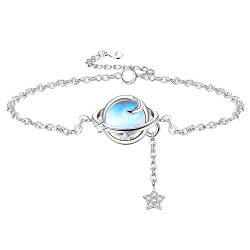 Adramata Armband Damen Silber 925 Mondstein Armband Glänzende Silber Armband Freundschaftsarmband Geschenke für Sie Muttertagsgeschenke Geschenke für Freundin Geburtstags Geschenke für Frauen von Adramata