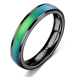 Adramata G23 Titane Ringe für Damen Herren Farbwechsel Stimmungsringe Eheringe Verlobungsring für Paare Mood Ring Frauen Statement Ring Schwarz Stimmungsring Damen von Adramata