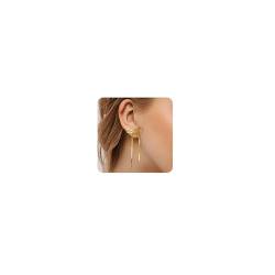 Adramata Schleifen Ohrringe Gold Silber Tropfen Ohrringe Statement Ohrringe Edelstahl Ohrhänger Ribbon Bow Earrings Lange Ketten Quasten Schleifen Ohrringe Hängend Gold Silber Ohrringe Damen Frauen von Adramata